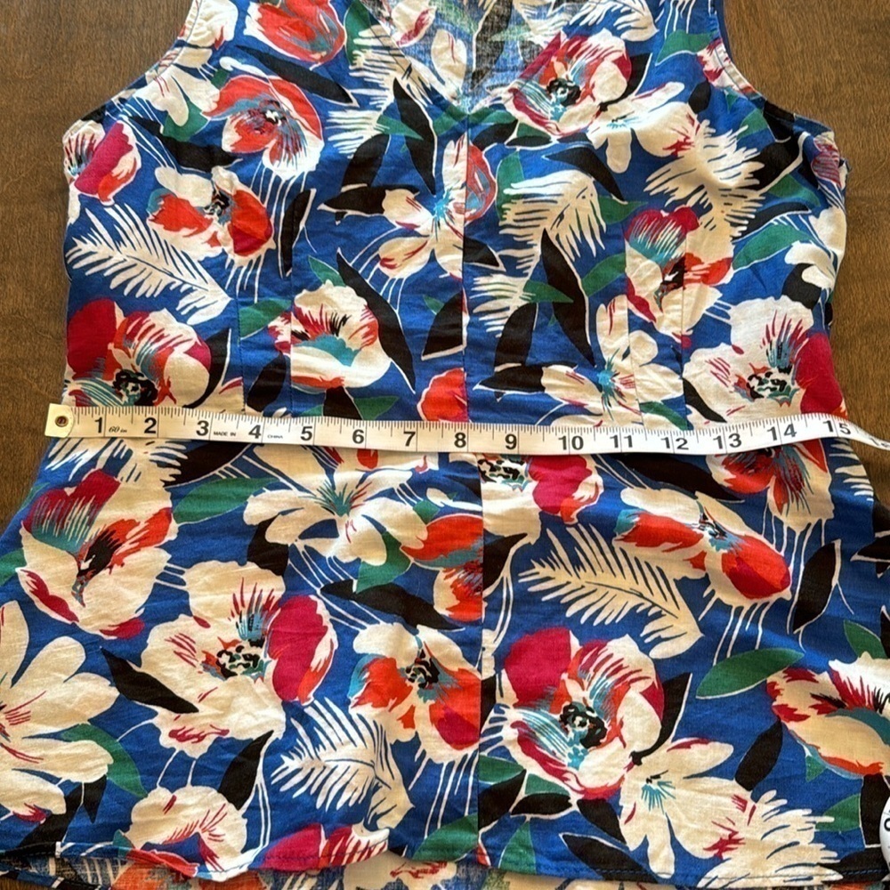 J. Crew Tropical Floral Print Linen Blend Peplum Top Size 6 - Picture 11 of 14